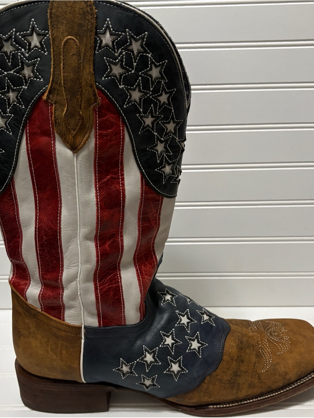 J.B. Dillon Reserve Old Glory America Flag Leather Cowboy Boots Mens Size 14 D